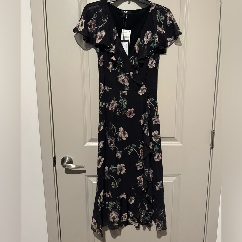 Paige Palisades Floral Print Silk Midi Dress